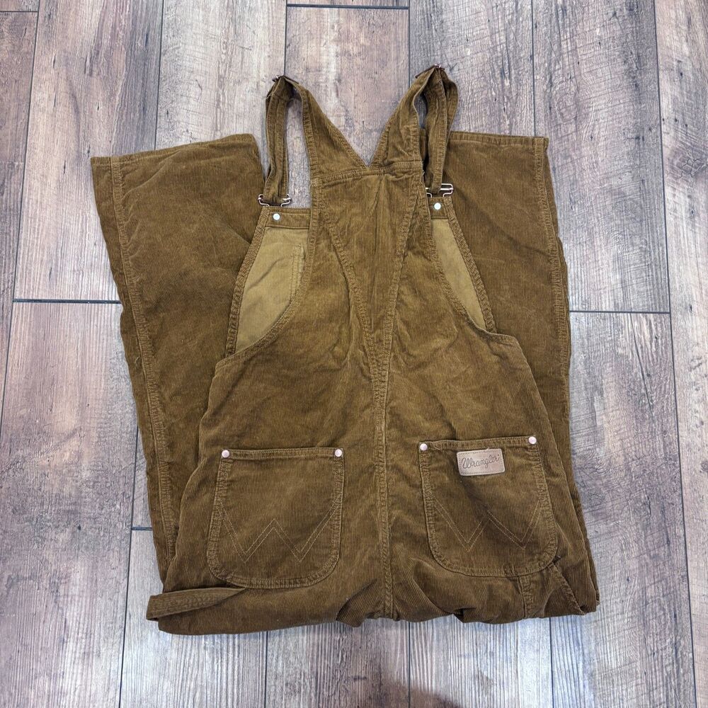 Free People Wrangler Brown Corduroy Straight-Leg Small Bib Overalls Jumpsuit - Picture 7 of 13